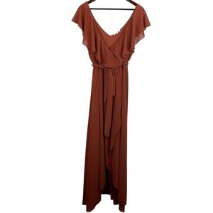 Baltic Born | Burnt Orange Katya Ruffle Chiffon Maxi Dress